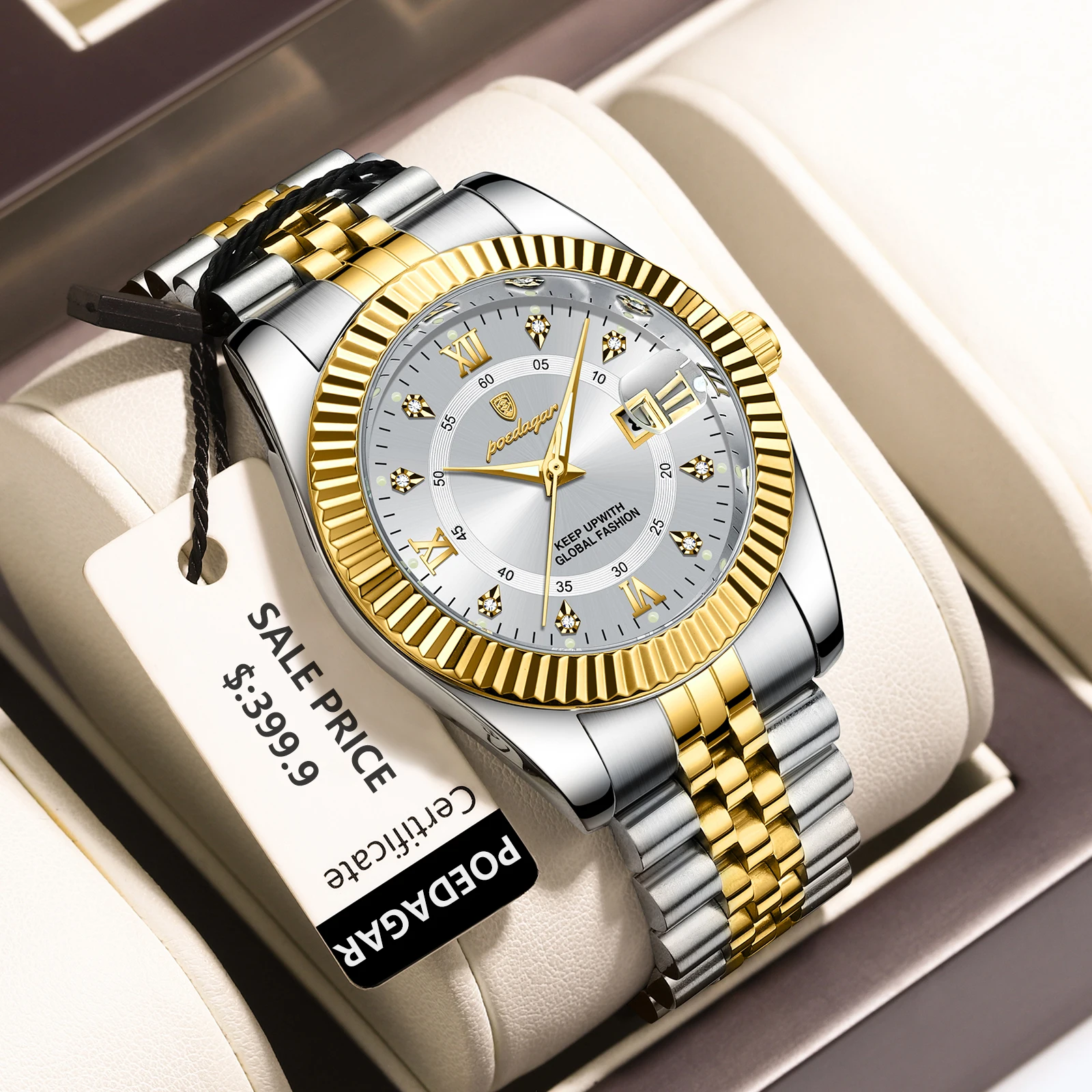 POEDAGAR, reloj de pulsera de lujo para hombres de negocios, resistente al agua, fecha luminosa, reloj militar para hombre, relojes de cuarzo de moda de acero inoxidable para hombres