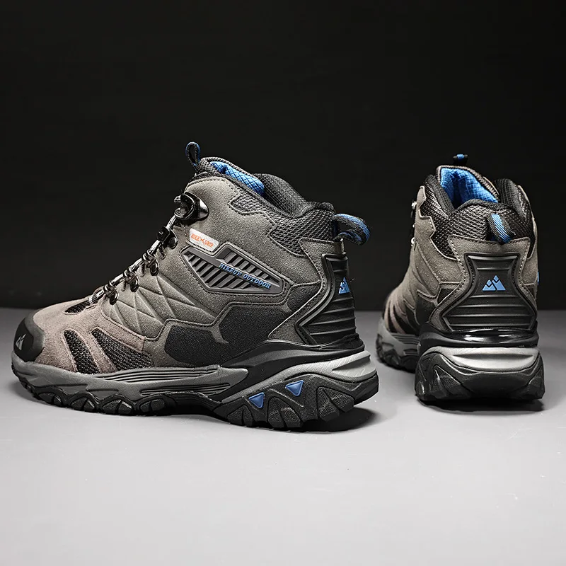 HIKEUP, botas de invierno para hombre, Botas de senderismo al aire libre, gamuza, cuero de alta calidad, zapatillas de Trekking al aire libre, botas tácticas de montaña para hombre