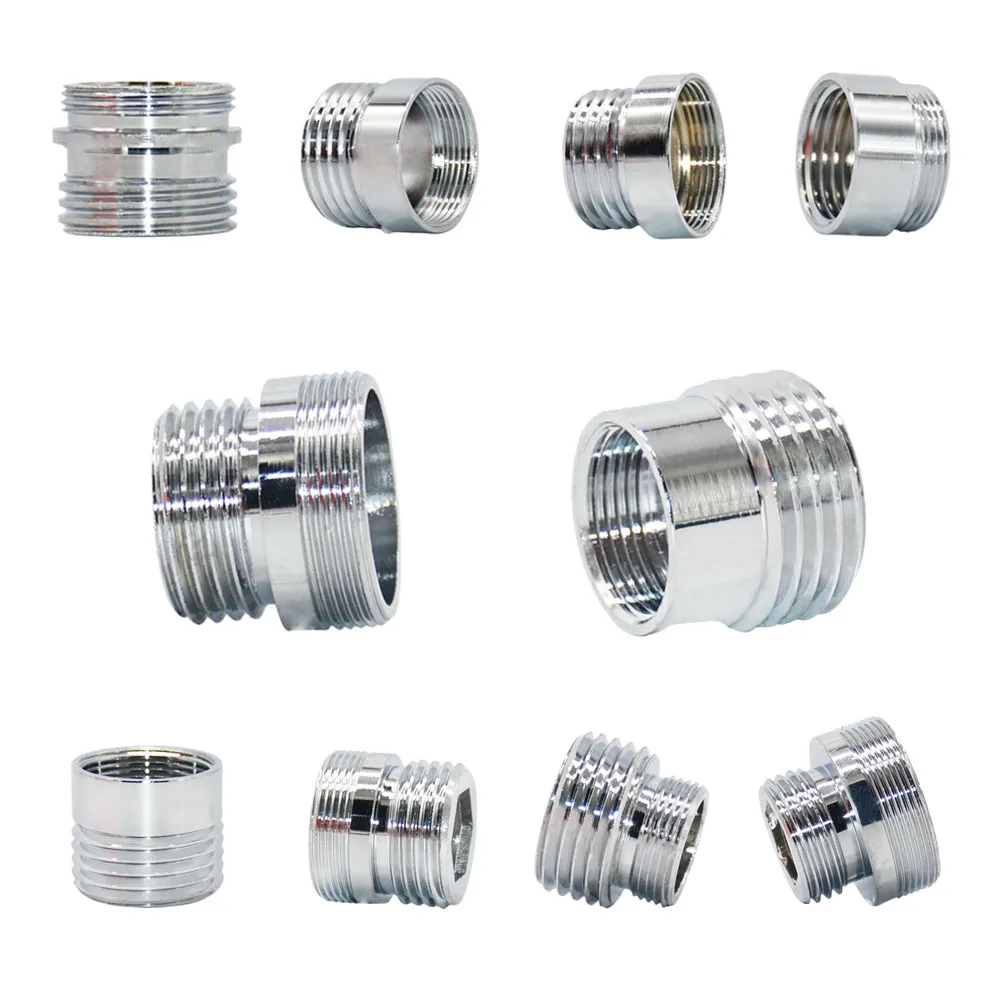 Acoplador de grifo de agua de latón M22 a M16 M18 M20 M24 M28 conector de rosca accesorios plateados para burbujeador cocina y baño