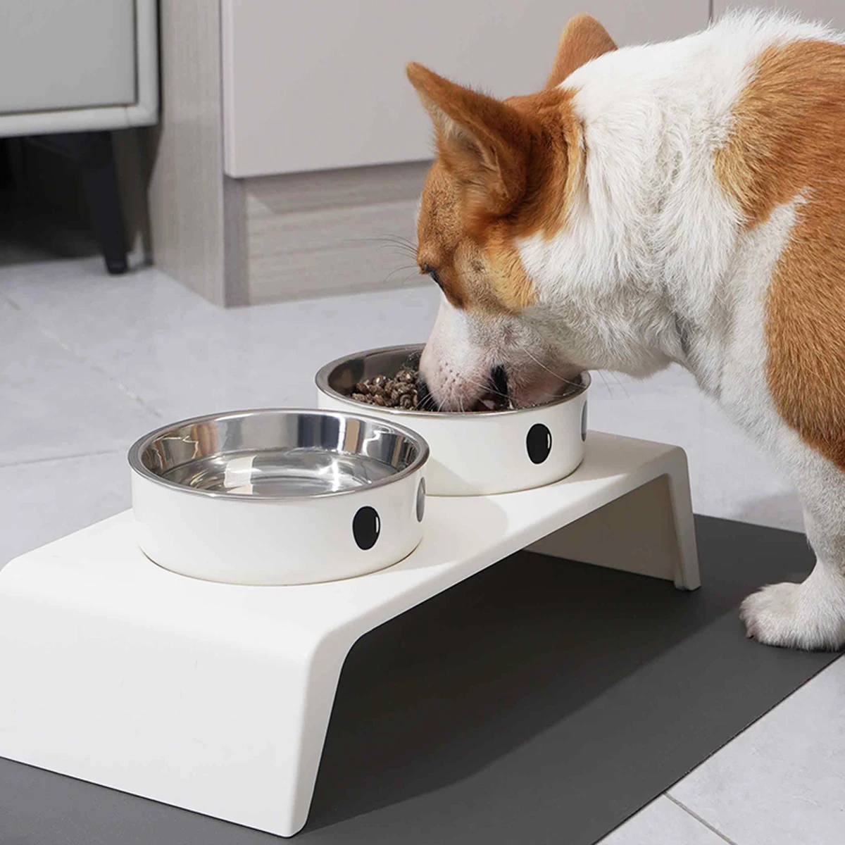 Cuencos elevados para comedero de perros, soporte elevado con cuencos dobles de acero inoxidable para alimentos y agua para perros pequeños, medianos y grandes