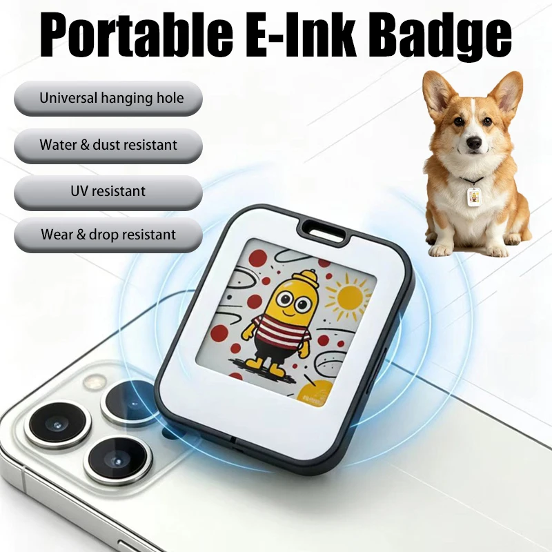 Mini adorno de escritorio electrónico con pantalla de tinta electrónica NFC, pantalla de tinta electrónica de 1.54 pulgadas, adorno decorativo de pared, tablero de información para mascotas.