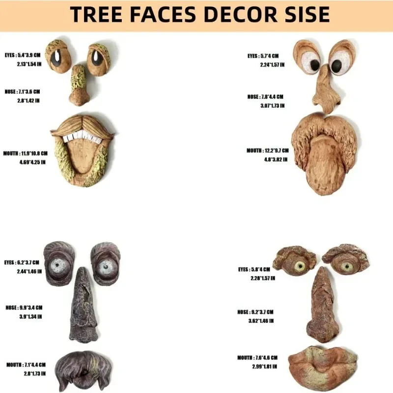 Estatuas de cara de árbol al aire libre, abrazador de árbol de anciano, corteza, decoración de cara de fantasma, arte divertido para patio, decoración de árbol, accesorios creativos para jardín al aire libre