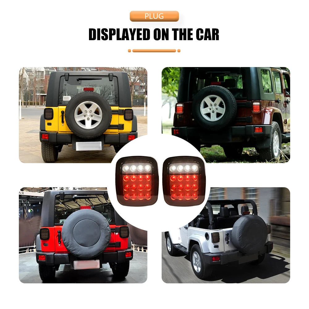 1 Par de Luces Traseras LED para Jeep Wrangler TJ CJ, Luces de Freno, Luces de Reversa, Luces de Circulación Diurna