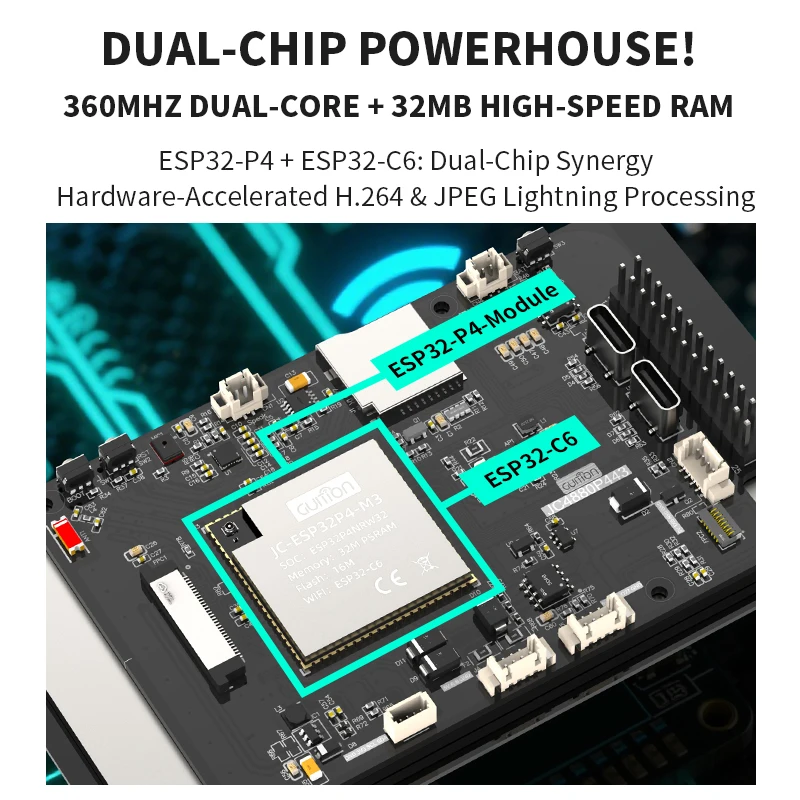 Placa de desarrollo ESP32P4 táctil capacitiva IPS de 4,3 pulgadas 480*800 Placa de desarrollo ESP32-C6 con carcasa y cámara