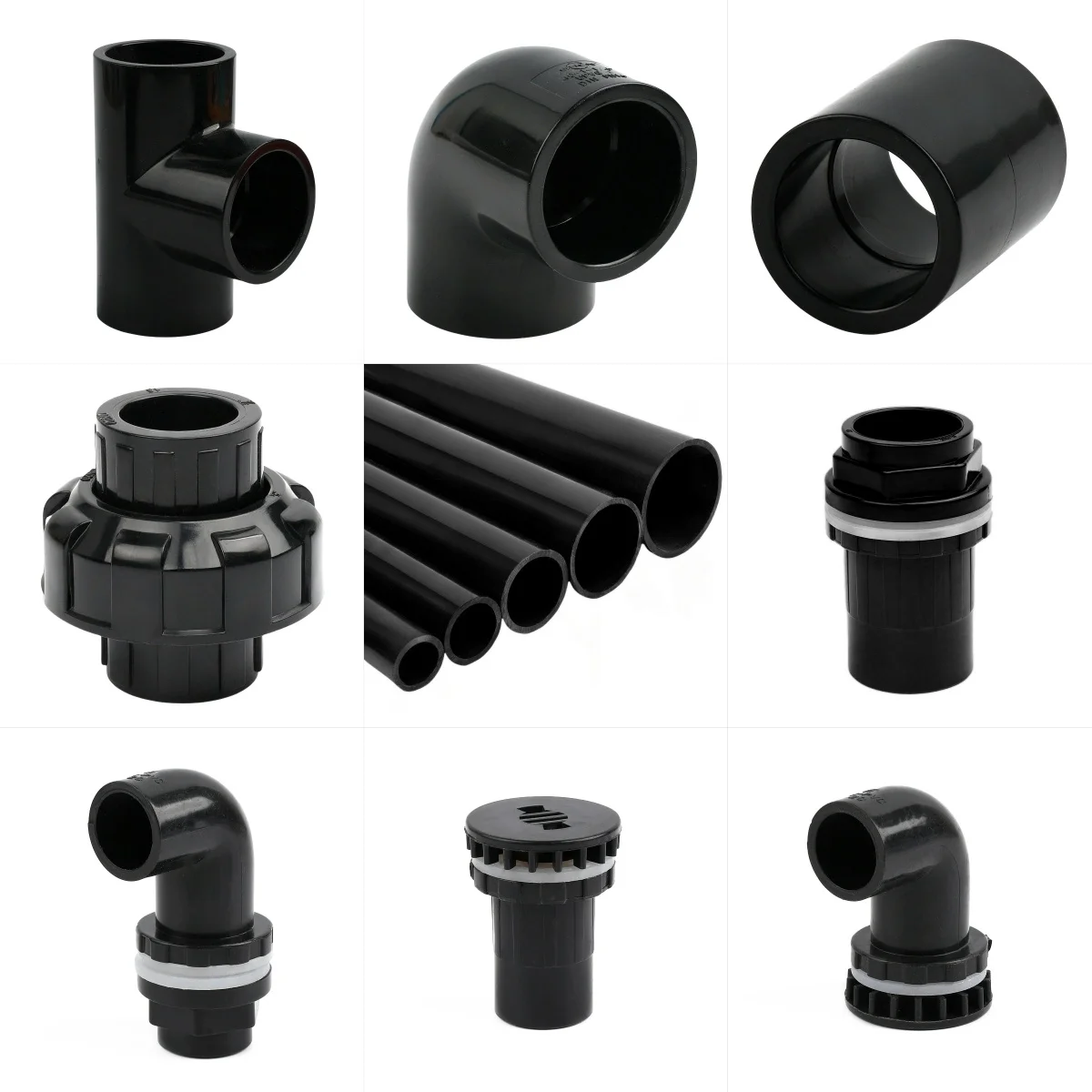 Conector de tubo de PVC negro I.D 20 ~ 50mm, tapa de extremo recto, codo en T, accesorios de tubo de drenaje para acuario, juntas de riego DIY, 1 ud.