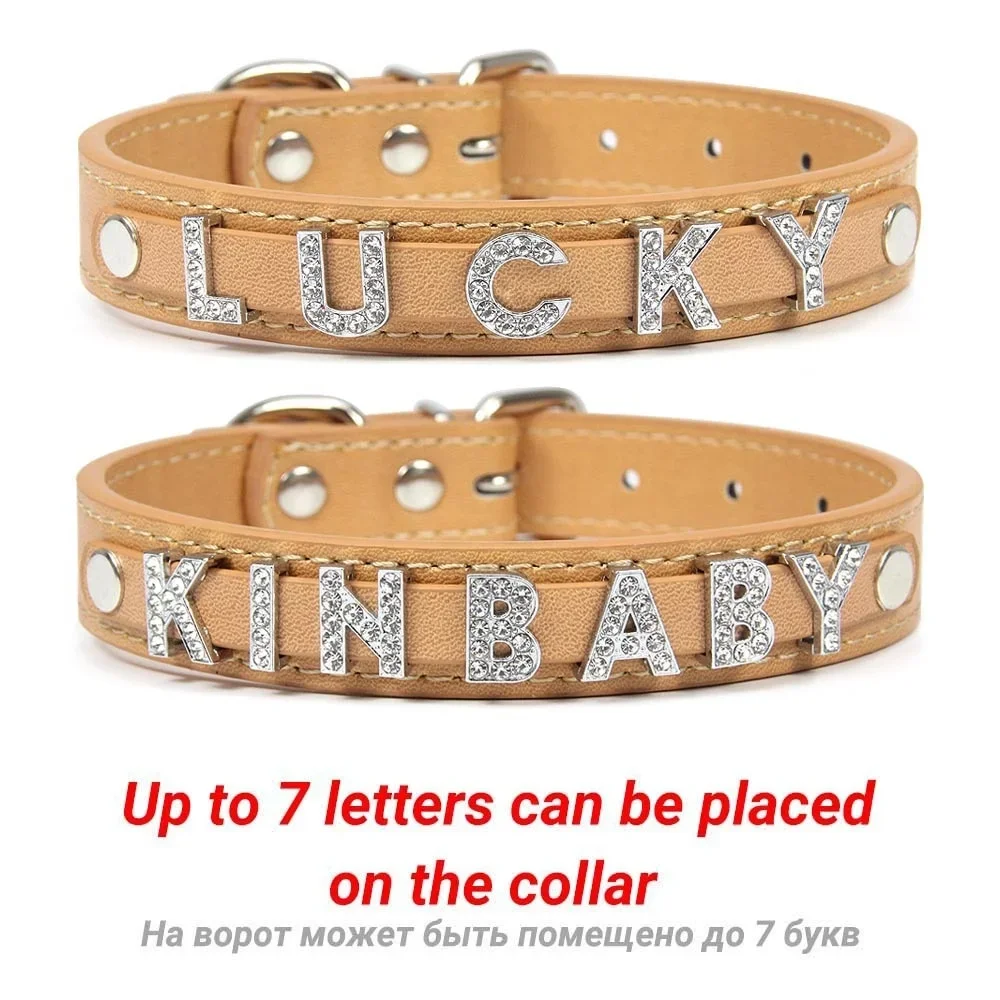 Collares para perros y cachorros con diamantes de imitación ostentosos, Collar personalizado para perros pequeños, gatos, Chihuahua, Collar personalizado, dijes con nombre gratis, accesorios para mascotas