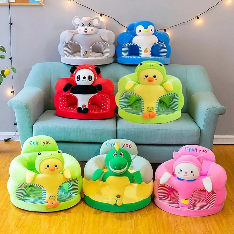 Lindo Sofá de Peluche para Bebés, Funda de Asiento, Silla de Aprendizaje para Sentarse, Silla de Alimentación, Cómoda y Lavable, Sin Relleno