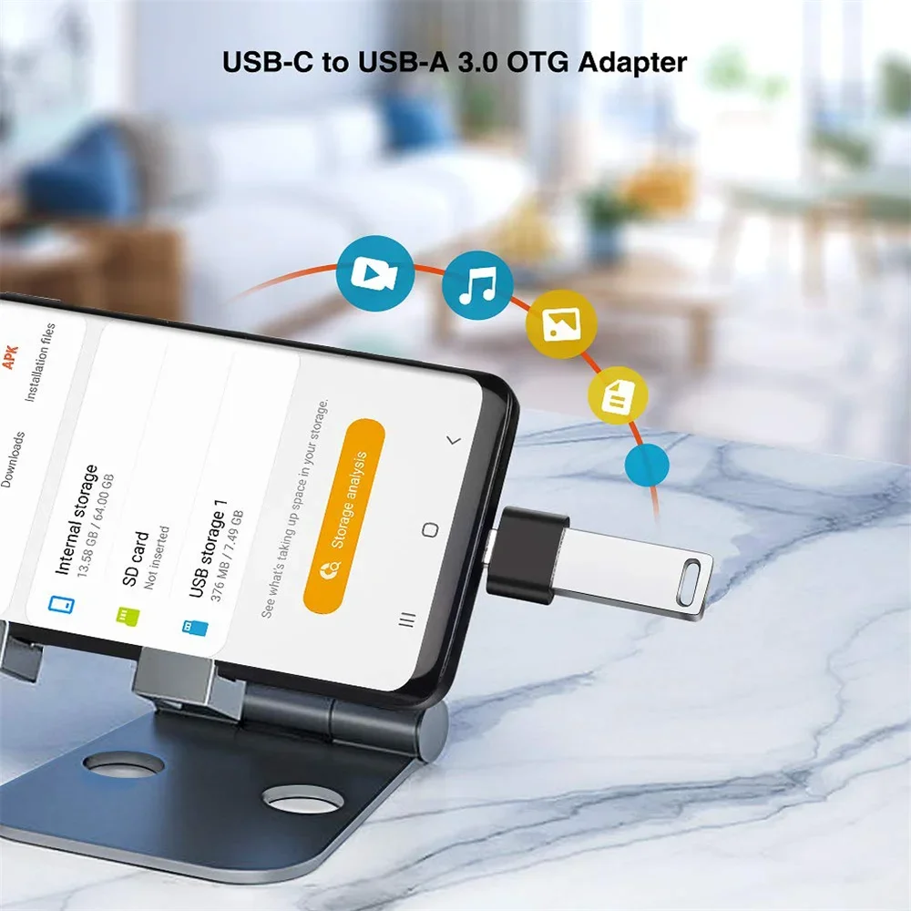 Adaptador USB 2,0 tipo C USB macho, convertidor OTG macho USB-C de aluminio negro, Mini colores metálicos para puerto tipo C