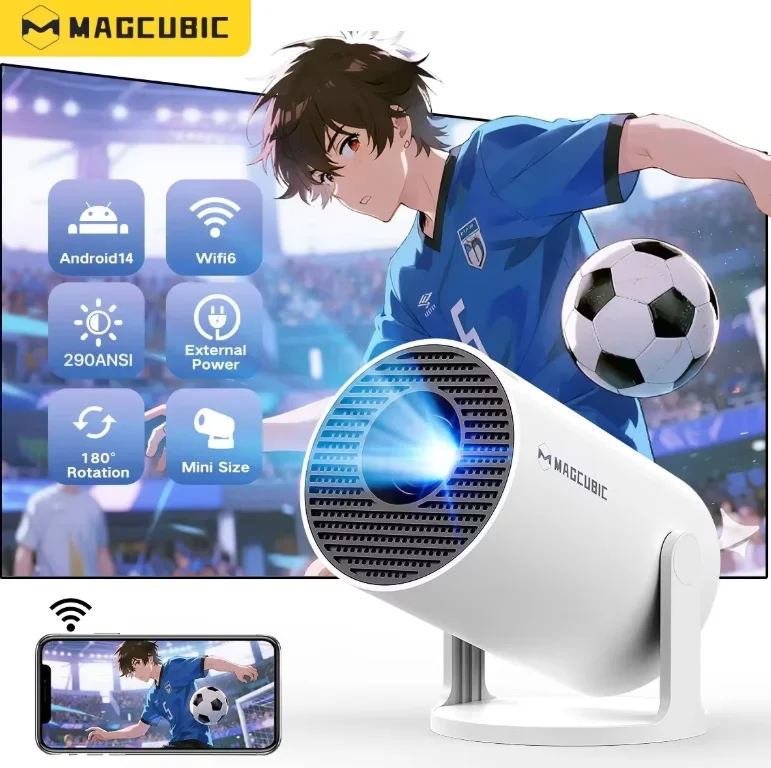 Proyector Magcubic 8K HD Android14 HY300 Pro Wifi6 290ANSI Allwinner H726 BT5.4 1080P 1280*720P Cine Portátil para Exteriores