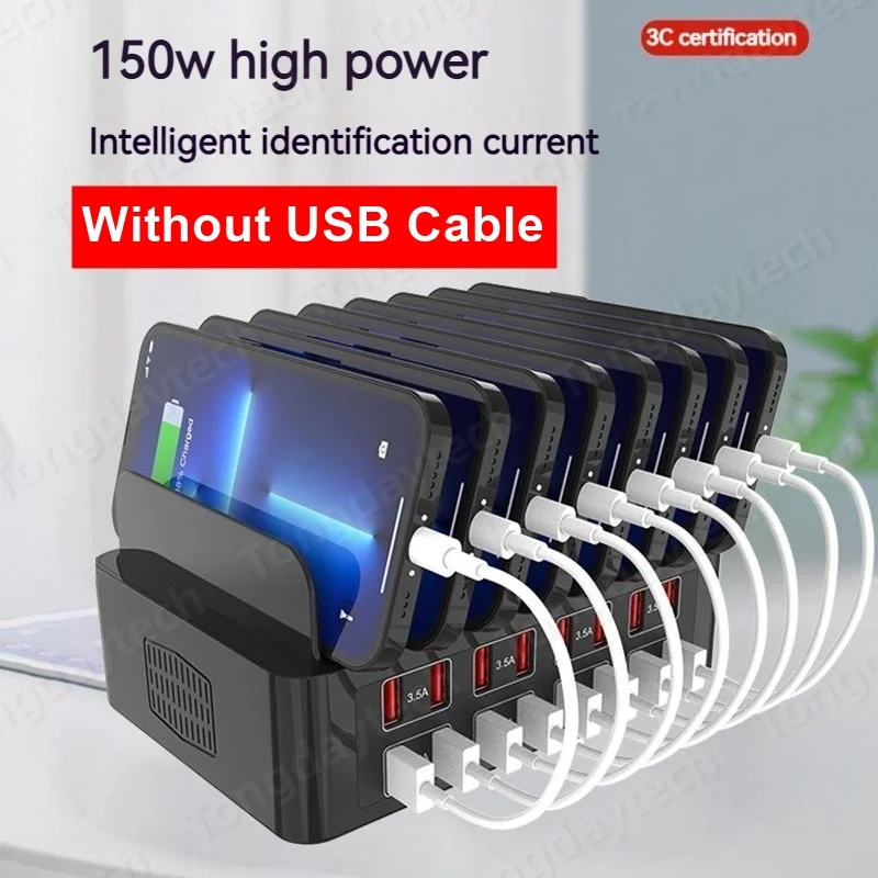 Cargador rápido Universal Multi USB tipo C de 150W, soporte de estación de carga MAX de 16 puertos 3.5A para Ipad Iphone 17 16 Samsung Xiaomi Tablet