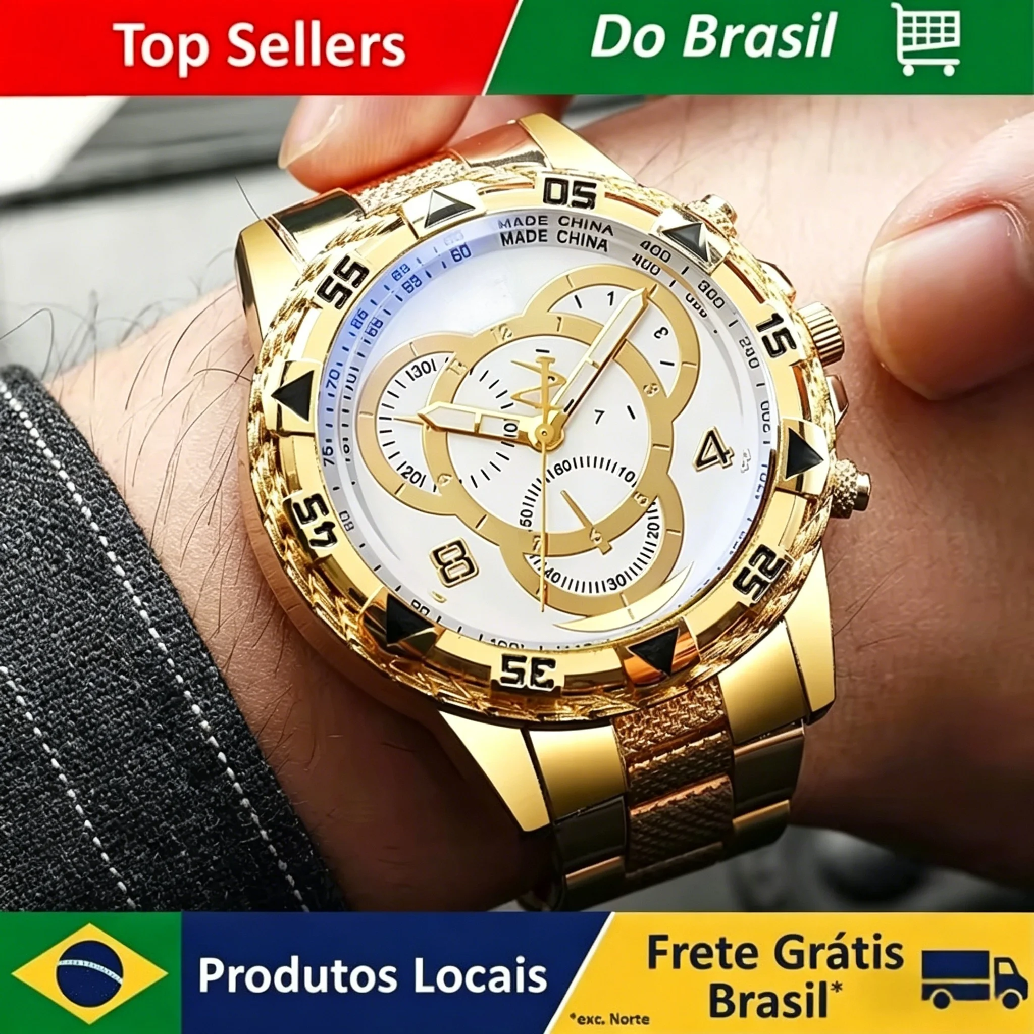 Relojes de negocios para hombre, reloj de cuarzo con esfera árabe y correa de acero para hombre (sin caja)