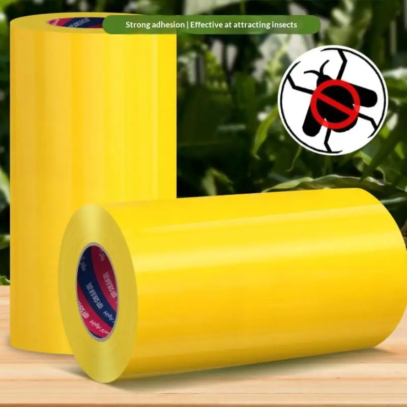 1 Rollo de Cinta Adhesiva Amarilla de Doble Cara de 10 Metros para Control de Plagas en el Jardín, Cinta Adhesiva para Pulgones, Hormigas, Polillas e Insectos Trepadores