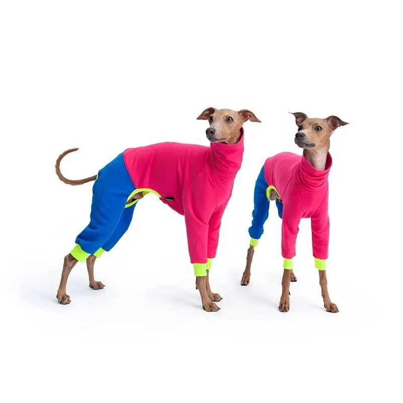 Mono Polar de Cuello Alto para Galgo y Whippet, Pijama Elástico de Cuatro Patas, Ropa Térmica para Perros, Mameluco Suave de Cuerpo Entero