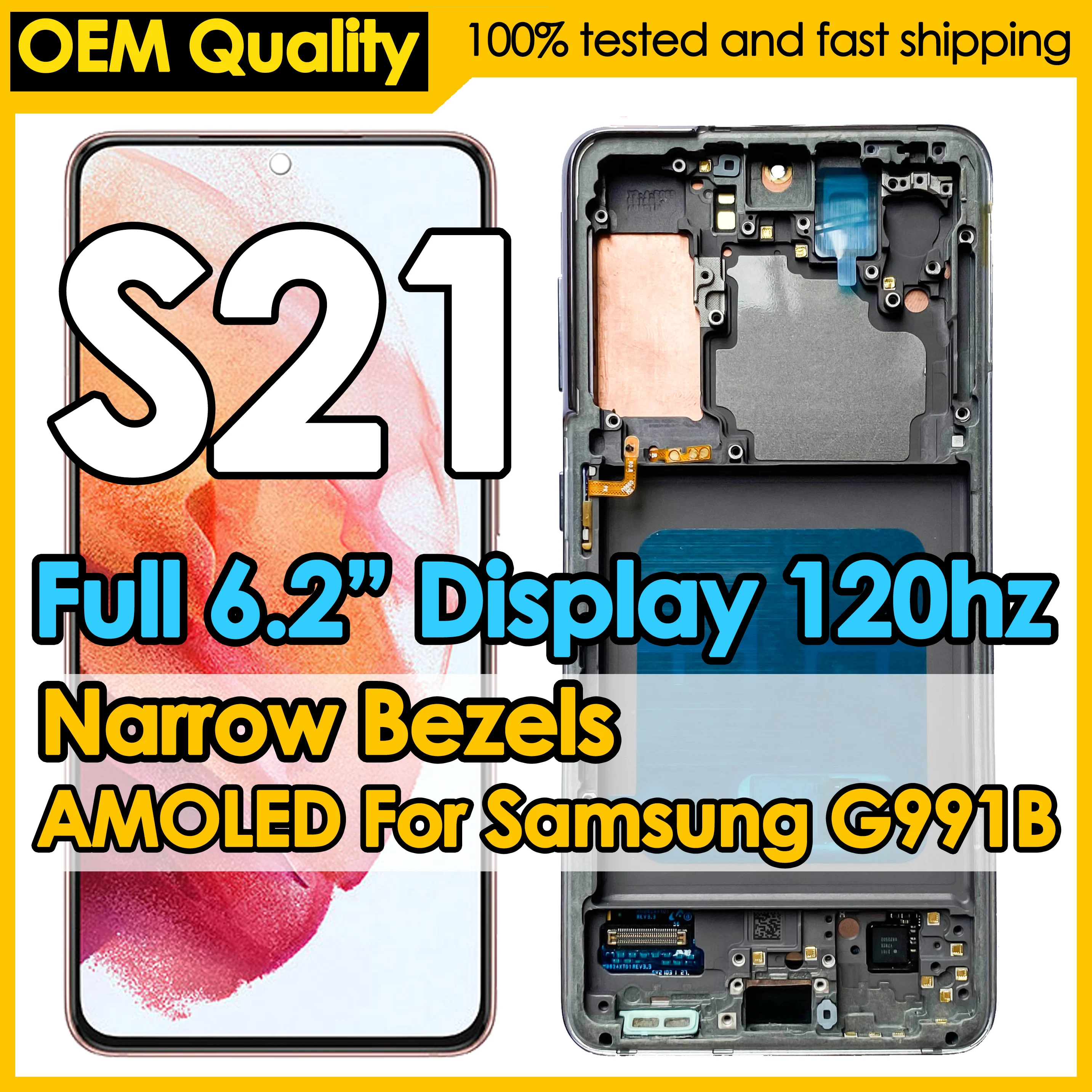 OEM dinámico AMOLED para Samsung Galaxy S21 reemplazo de la pantalla 120Hz G991B/DS G991U LCD MONTAJE DE digitalizador táctil al por mayor
