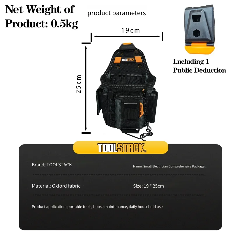 TOOLSTACK - Bolsa de Herramientas Pequeña para Electricistas, Cinturón de Herramientas con Bolsillos Multifuncionales, Bolsa de Herramientas para Electricistas, Fontaneros y Trabajadores de Mantenimiento