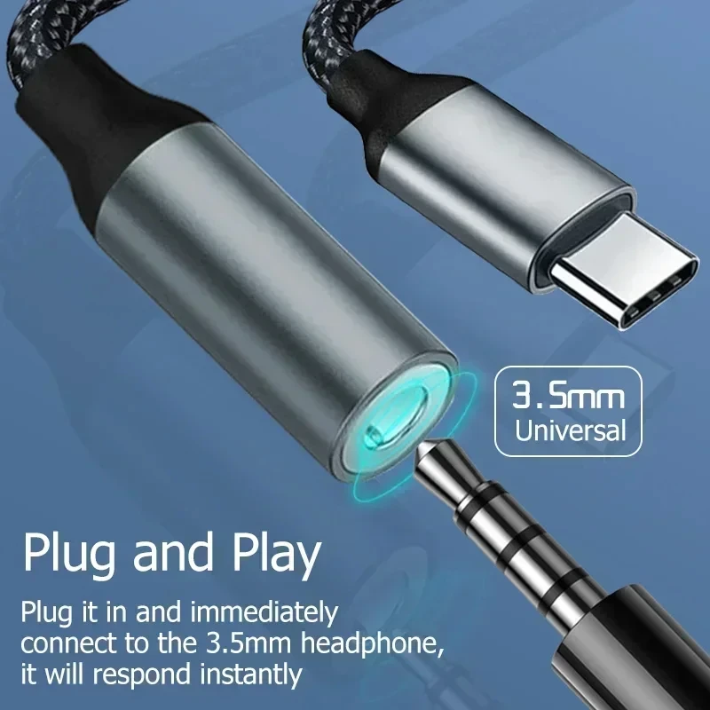Cable adaptador de Audio USB tipo C a conector de 3,5mm para iPhone 15 16 Pro Max Plus/iPad Pro 11 13 Air 11 13 Mini 6 7 convertidor de auriculares