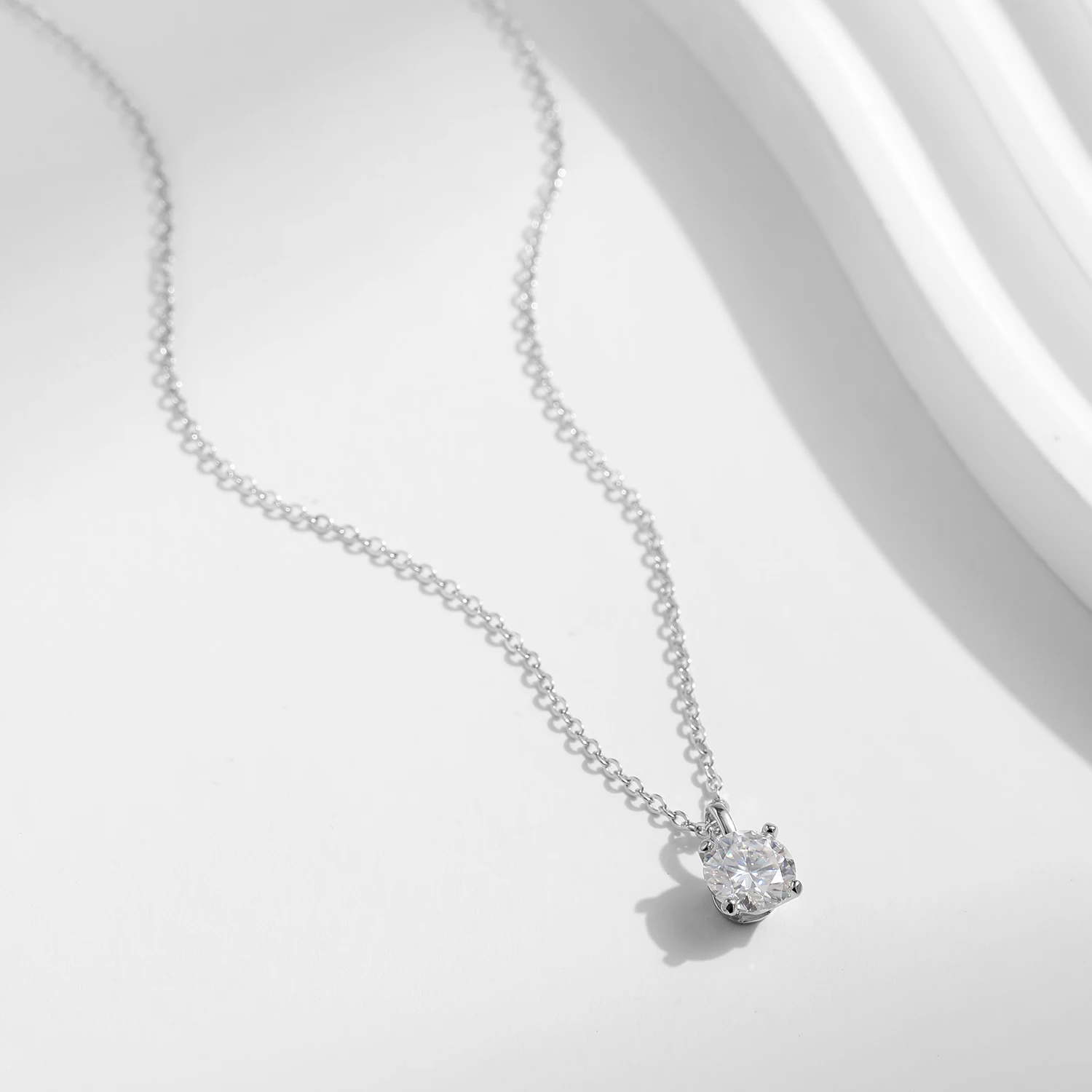 MODIAN-collar de moissanita con ajuste de punta de 1CT, colgante de diamante de laboratorio VVS1 de color D para mujer, joyería de boda de Plata de Ley 925
