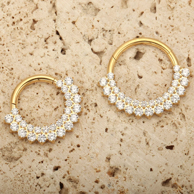ASTM F136 titanio Clicker tabique nariz anillo Piercing CZ Daith pendiente aro frontal segmento con bisagras joyería corporal de lujo nuevo