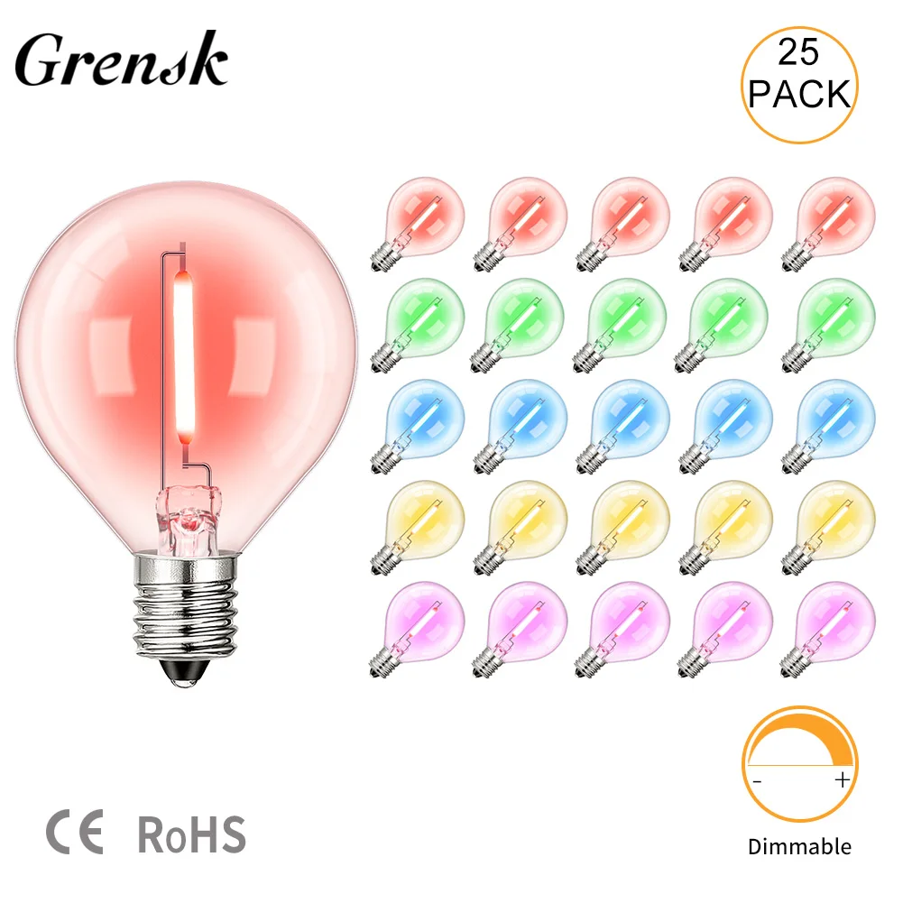 Bombilla G40, cadena de luces Led de colores, bombilla de repuesto E12, Base de 1W, globo, lámpara de bola multicolor, decoración de fiesta de cumpleaños RGB