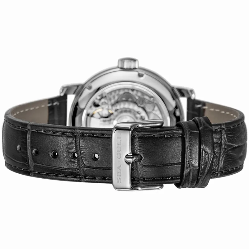 Nuevo reloj de pulsera mecánico automático para hombre, movimiento Seagull ST25, reloj de negocios informal Flywhee hueco a la moda para hombre 819.624