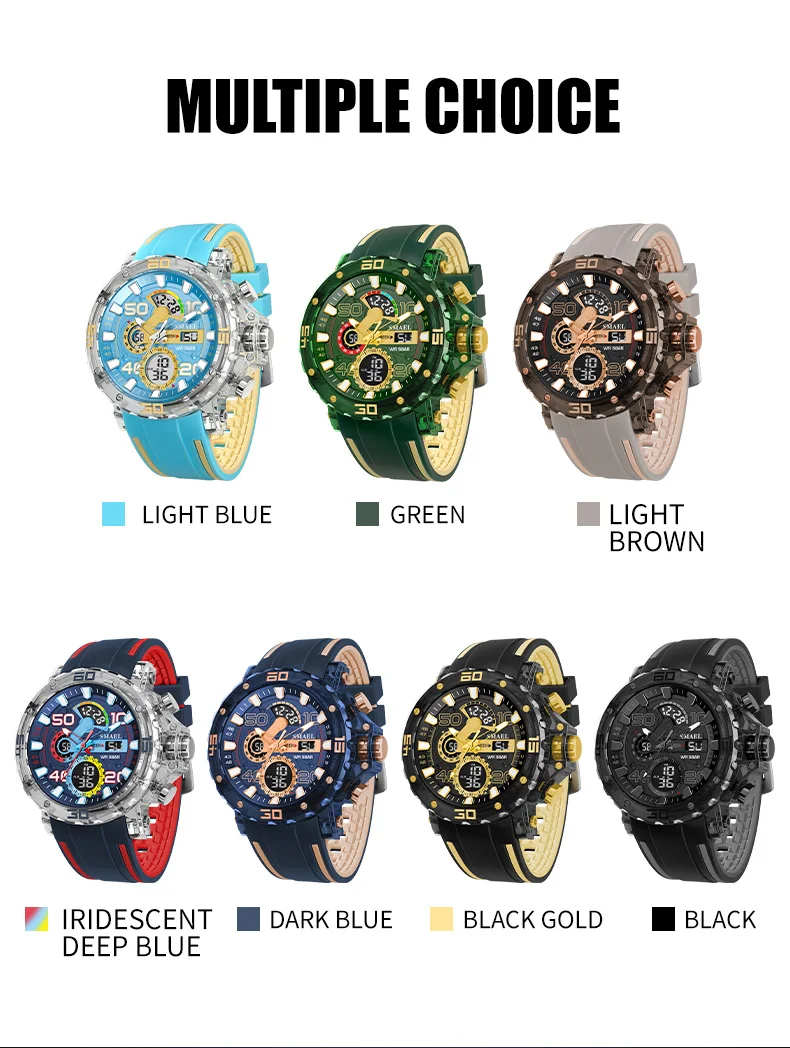 Reloj Deportivo Digital para Hombre SMAEL 8136 - Resistente al Agua 50M, Retroiluminación LED, Alarma, Cronómetro, Resistente a Impactos