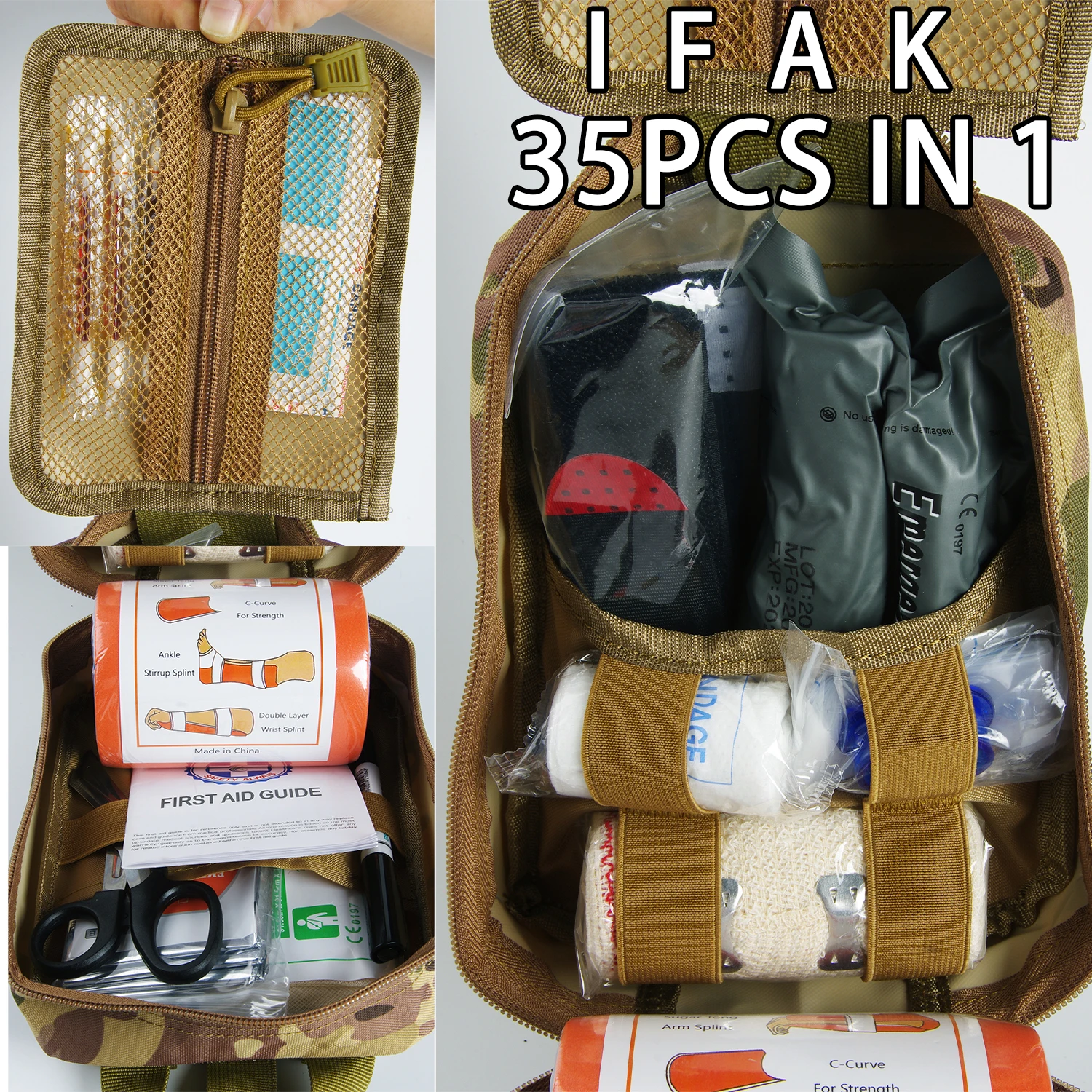 Kit de Supervivencia de Primeros Auxilios, Bolsa Táctica IFAK, Juego Completo, Kit de Campamento Molle con 18 Artículos de Torniquete EMT, Emergencias al Aire Libre