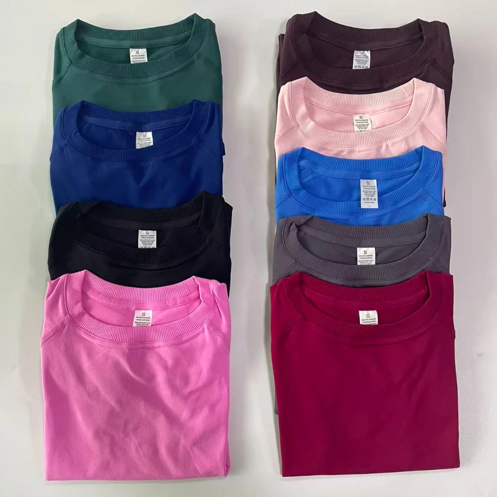 Top de manga corta palangre para mujer, Top corto de gimnasia, camiseta ligera para Yoga, ropa de entrenamiento elástica, camisetas deportivas para correr