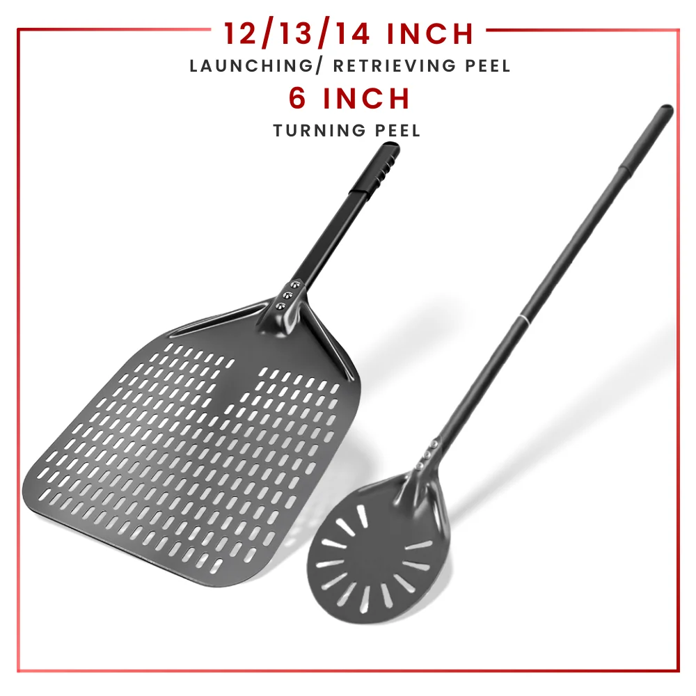 6 y 12 13 14 pulgadas de aluminio Pizza cáscara pan paleta horno de Pizza pelado duro anodizado Pizza hornear herramienta de cocina espátula