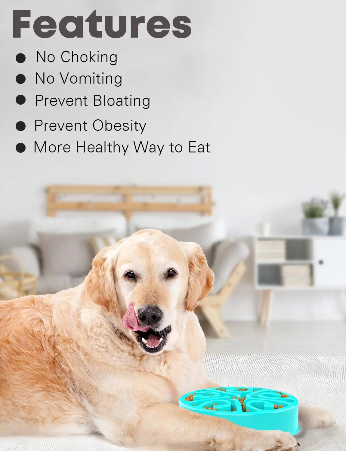 Cuenco de alimentación lenta para perro, cuenco antideslizante, platos de alimentación más lenta, ecológico, para perros grandes, medianos y pequeños