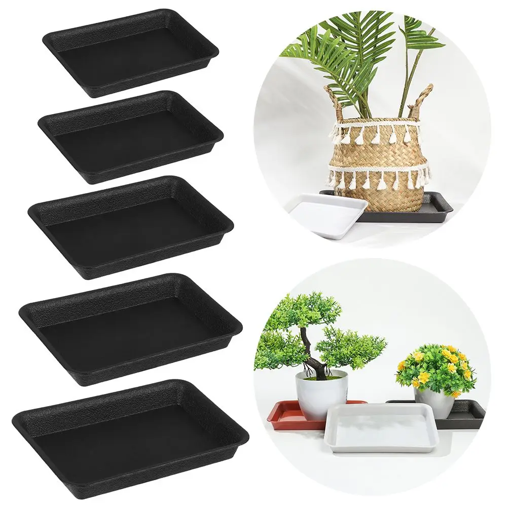 Platillos rectangulares de plástico para interior y exterior, bandejas de goteo para plantas, maceta, 1 unidad