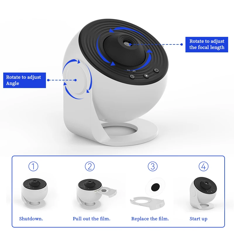 Proyector de galaxia de luz nocturna Proyector de cielo estrellado 360 °   Lámpara planetaria giratoria para dormitorio de niños, regalo del Día de San Valentín, decoración de boda