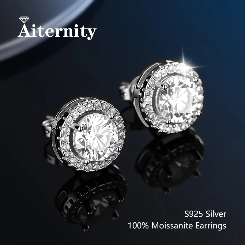 Pendientes de moissanita D VVS1 para mujer, pasan la prueba del diamante, con baño de platino S925 y 2 certificados.