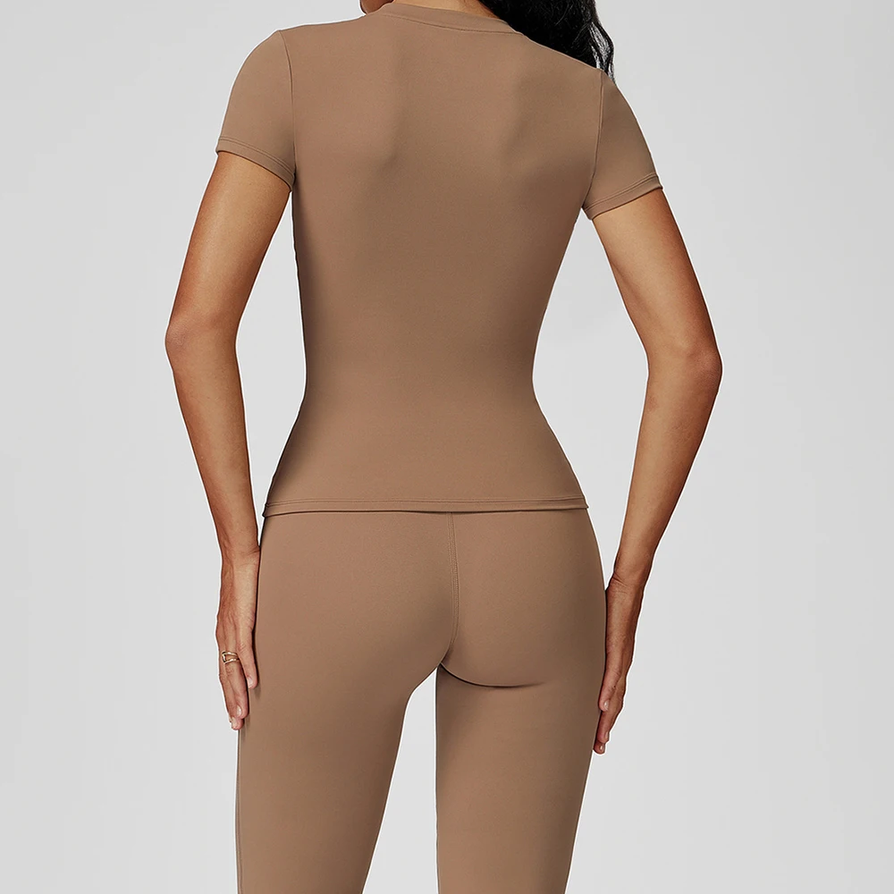 Conjunto de Yoga de 2 Piezas para Mujer, Traje Deportivo, Gimnasio, Fitness, Manga Corta, Sujetador Deportivo, Leggings de Cintura Alta, Ropa Deportiva, Ropa Atlética