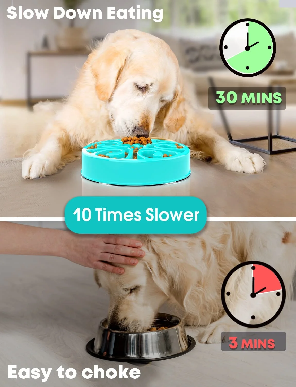 Cuenco de alimentación lenta para perro, cuenco antideslizante, platos de alimentación más lenta, ecológico, para perros grandes, medianos y pequeños