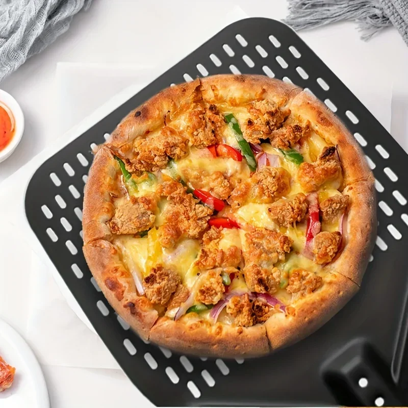 B cáscara de Pizza perforada, cáscara de transferencia de Pizza rectangular de 30,48X35,56 Cm, paleta de Pizza giratoria de aluminio profesional, 1 ud.