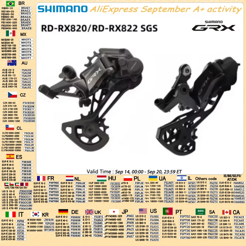 Shimano GRX RD RX820 desviador trasero RX822 SGS jaula larga 12 velocidades desviador trasero SHADOW RD + para bicicleta de grava