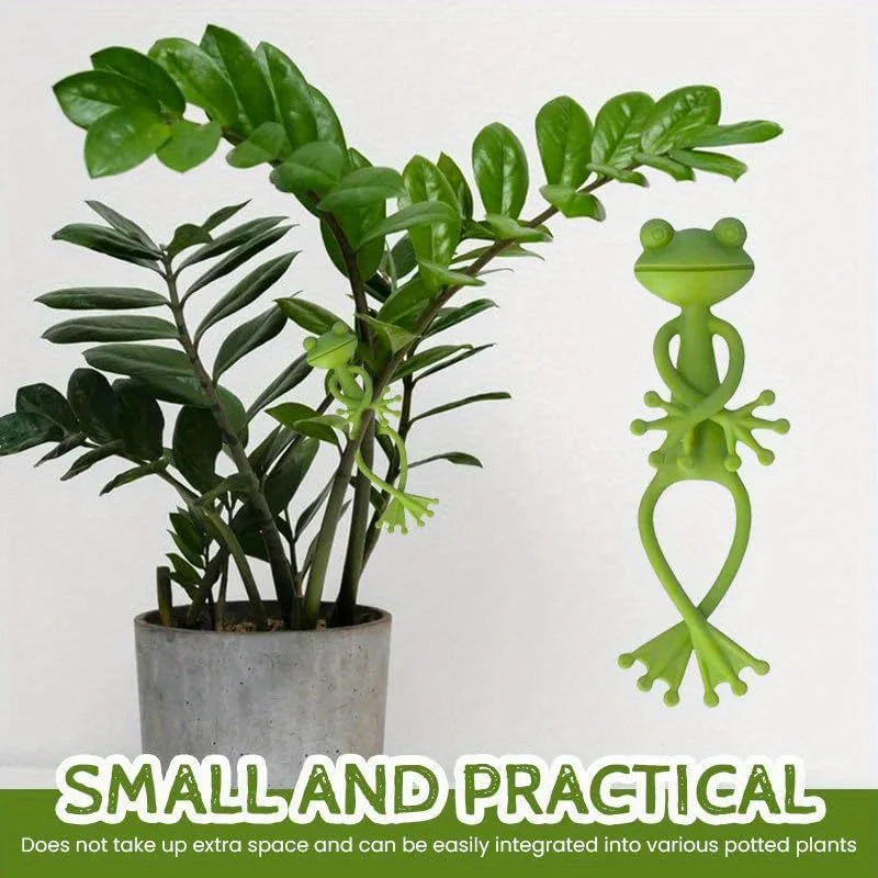 5 uds 13cm en forma de rana reutilizable lindo decorativo giro Flexible soporte para plantas de jardín Clip Flexible ajustable para tallo