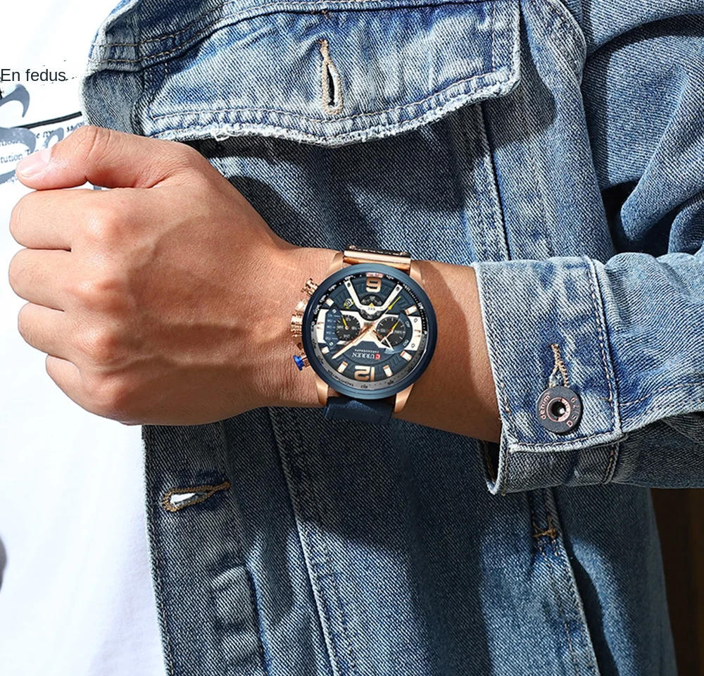 Relojes deportivos CURREN informales para hombre, reloj de pulsera de Cuero militar de lujo de marca superior, reloj de pulsera para hombre, reloj de pulsera cronógrafo de moda