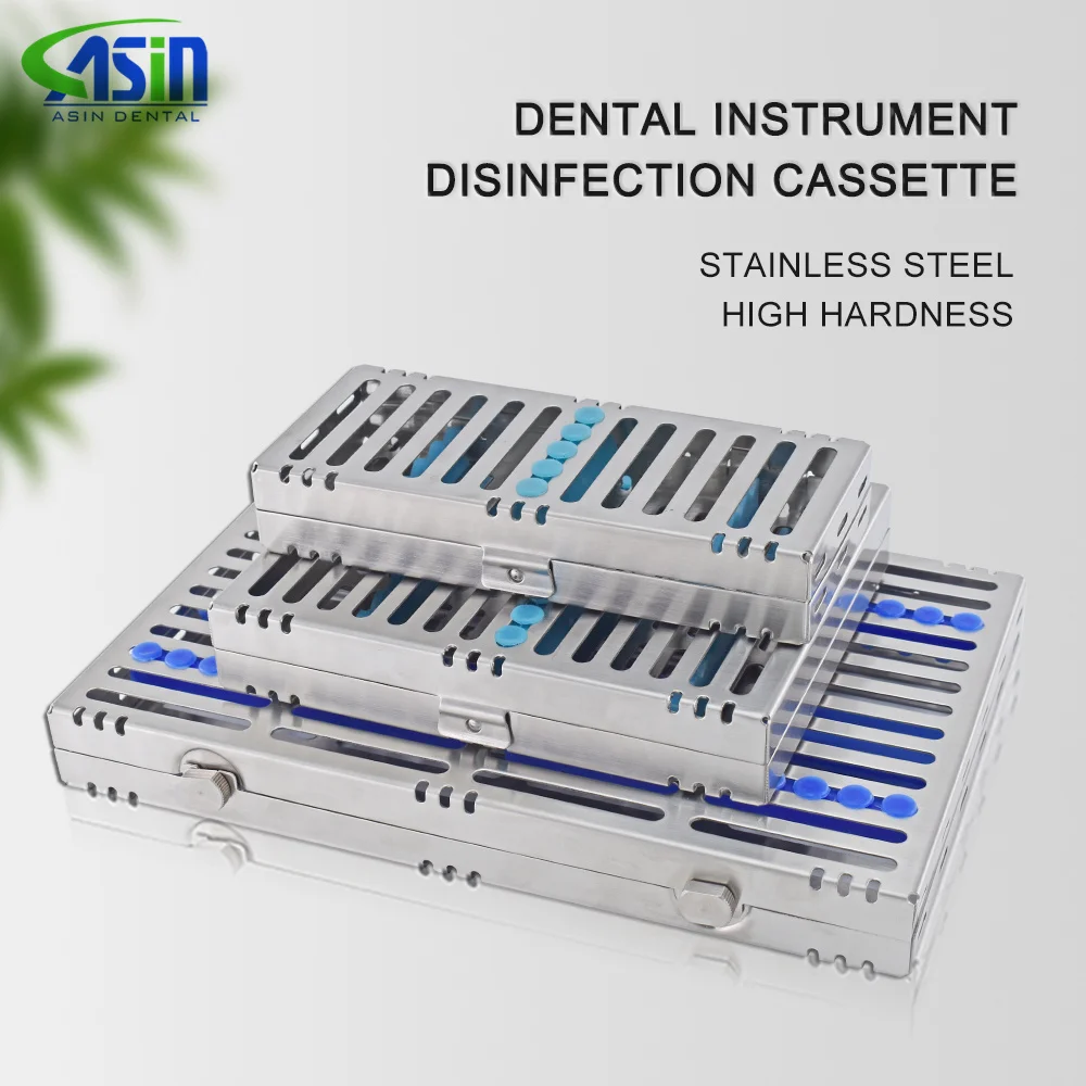 Caja de esterilización quirúrgica autoclavable de acero inoxidable para uso dental, estante de esterilización, cassette dental, bandeja de desinfección para fresas y brocas