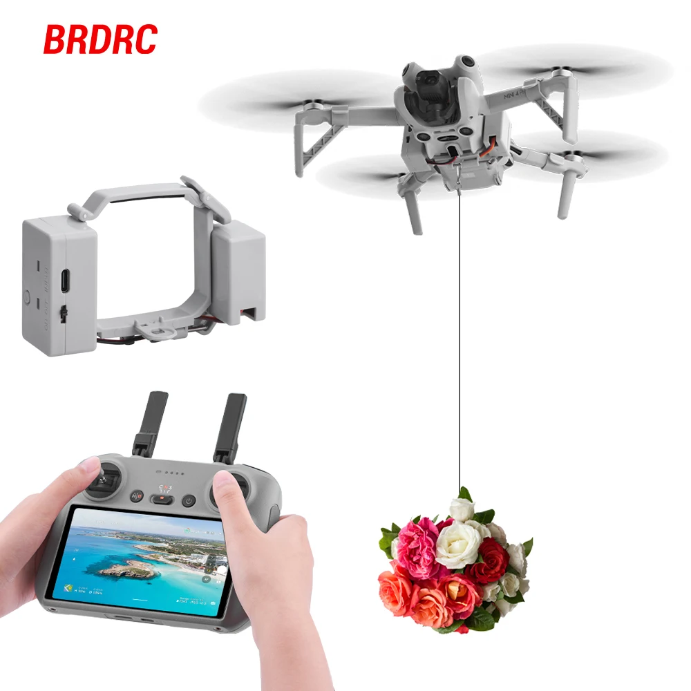 BRDRC-sistema de lanzamiento de aire para Dron DJI Mini 4 Pro, lanzador remoto, cebo de pescado de fundición, regalos de observación, accesorios para Dron de rescate de emergencia