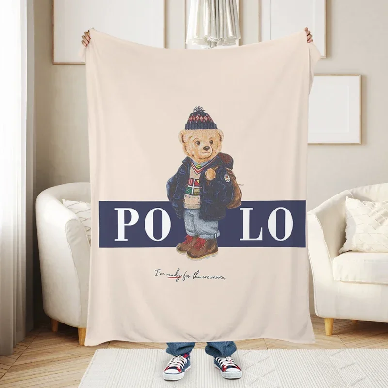 Mantas de sofá para invierno, osos z-polo, manta suave y esponjosa para siesta, tamaño King, ropa de cama de microfibra, cama cálida hasta la rodilla, forro polar para acampar y hogar