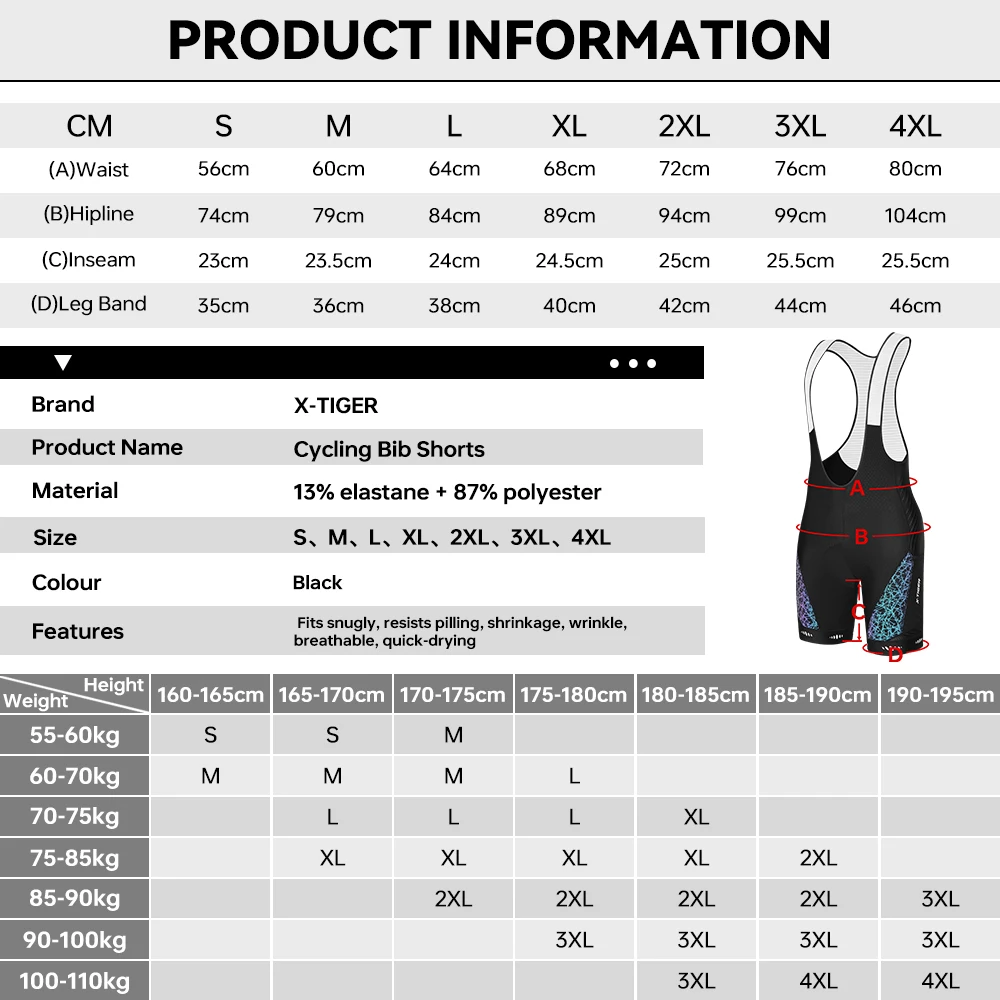 Pantalones cortos con pechera de ciclismo para hombre, pantalones cortos transpirables para bicicleta de montaña, acolchados con esponja, mallas con bolsillos laterales, X-TIGER