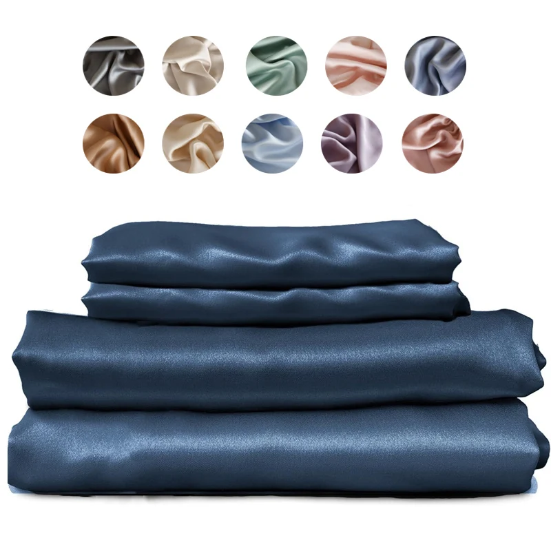 Juego de Sábanas de Seda 100% de Lujo, Juego de Ropa de Cama de Seda de Morera, Tamaños Individual, Matrimonial, Queen y King, Sábana Ajustable, Sábana Plana y Funda de Almohada