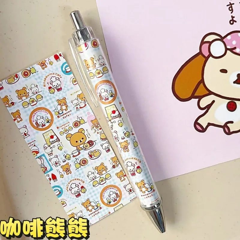 Bolígrafo de gel Rilakkuma Rabbit Press, alta calidad de color, estilo lindo, 0.5mm, para estudiantes, universal, escritura suave, duradero, color negro.