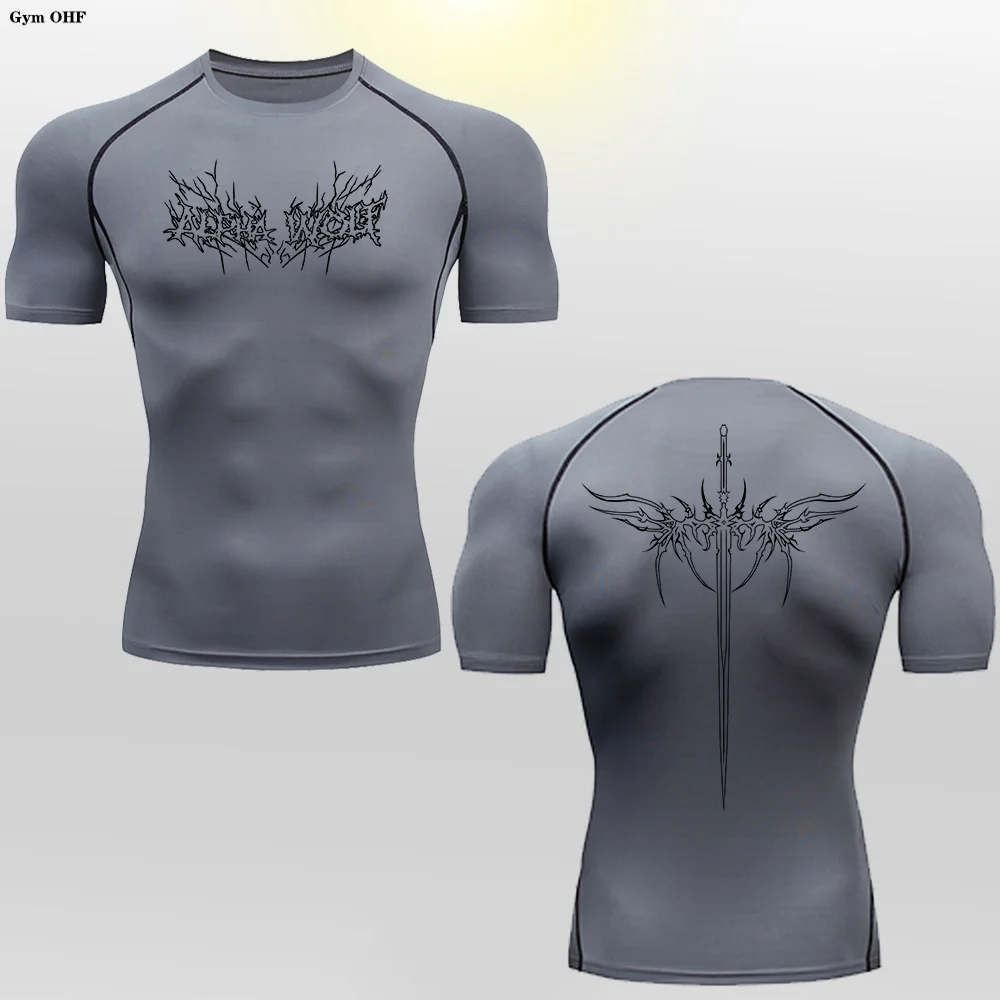 Camiseta de manga corta para hombre, camiseta de compresión, camiseta de boxeo de verano, camiseta de Rashguard para hombre, camiseta ajustada de secado rápido para gimnasio y Fitness, Anime