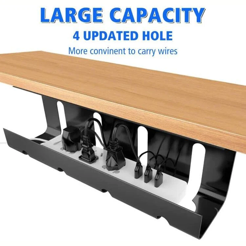Bandeja Organizadora de Cables para Debajo del Escritorio, Bandeja de Acero para Gestión de Cables sin Perforaciones con Organizador de Cables y Organizador de Cables para Escritorio