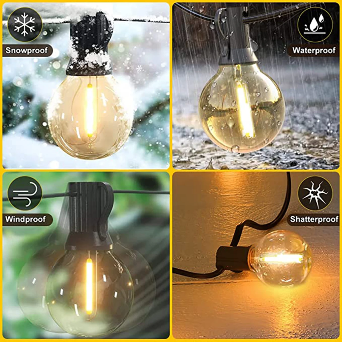 Festón Solar LED globo G40 cadena de luces Hada al aire libre para fiesta de Navidad jardín guirnalda decorativa lámpara calle Patio trasero