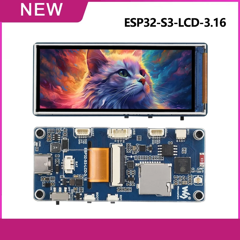 Waveshare ESP32-S3 Placa de desarrollo LCD de 3,16 pulgadas 320 × 820 ESP32-S3-LCD-3.16 de doble núcleo LX7 de 32 bits