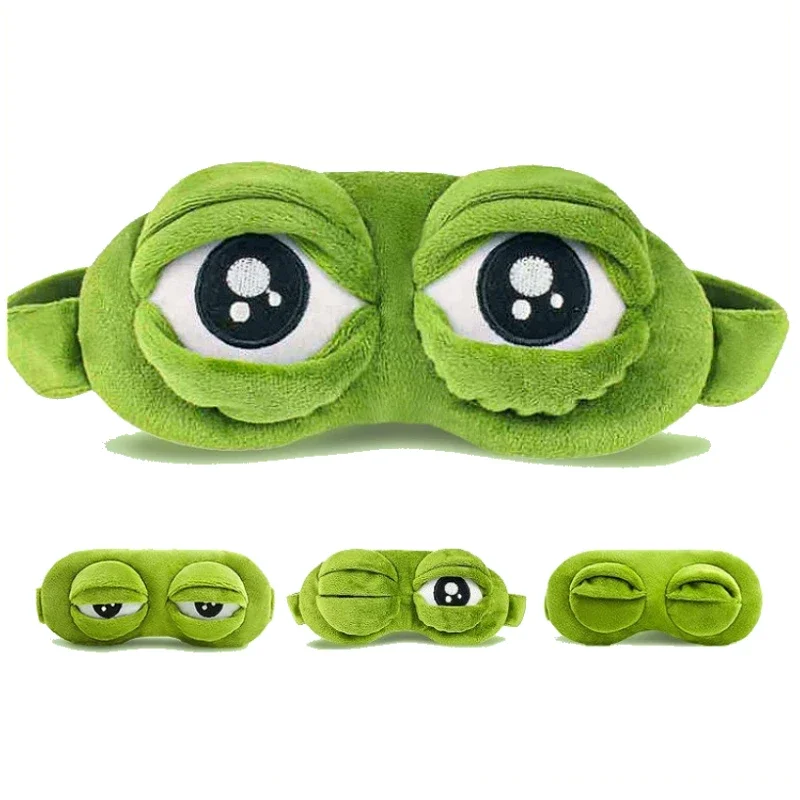 Antifaz 3D de Rana Triste para Dormir, Cubre Ojos Natural, Parche Ocular Suave y Portátil para Viajes, para Hombres y Mujeres