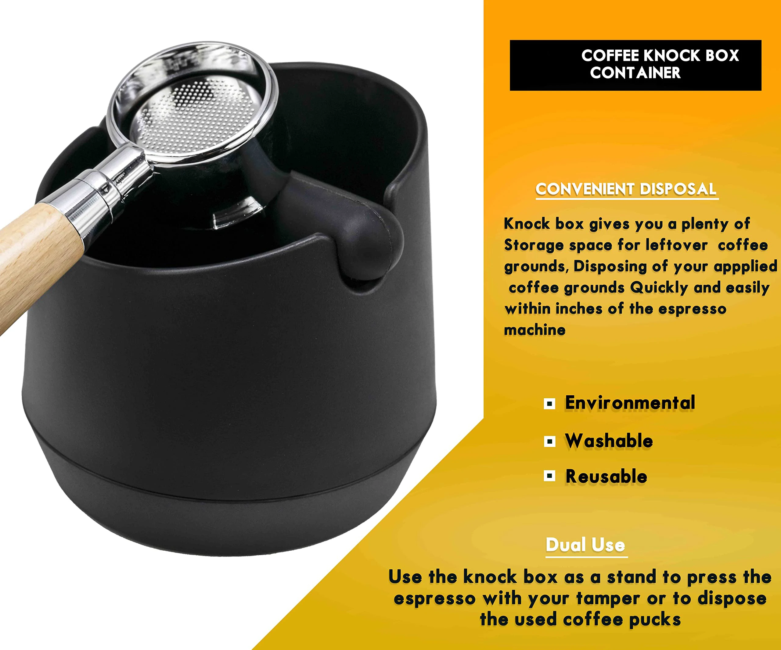 Leeseph-contenedor de residuos de café, caja de recolección de residuos de molienda Barista duradera antideslizante, cuerpo de grasa con barra de golpe